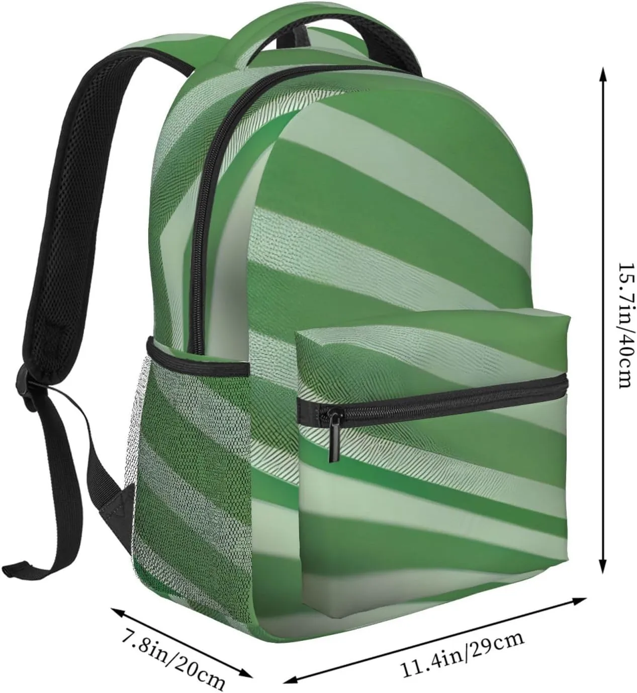 SSIMOO Classic Green Striped Leisure Lightweight Double-Shoulder Backpack,Simple Canvas, And Spacious Design