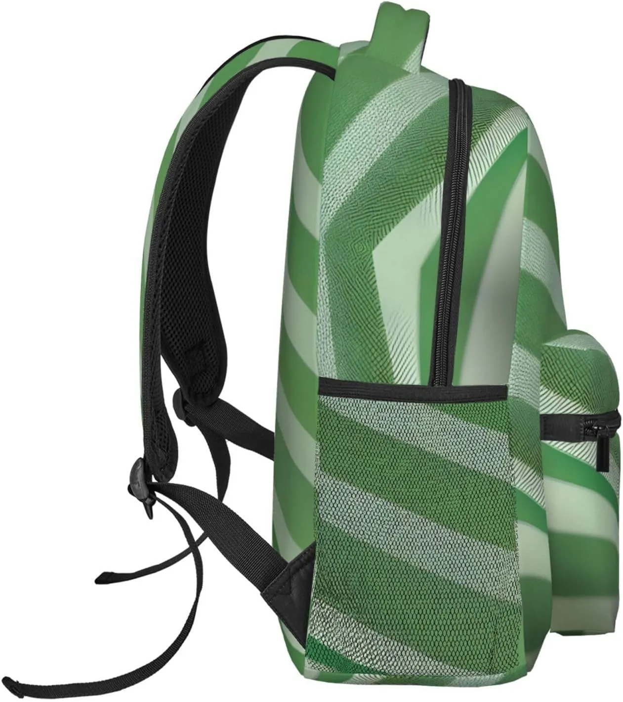 SSIMOO Classic Green Striped Leisure Lightweight Double-Shoulder Backpack,Simple Canvas, And Spacious Design