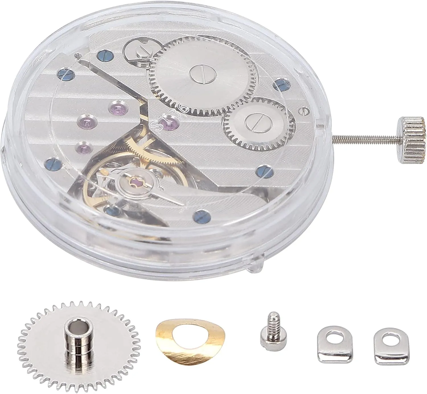 ST3600 Mechanical Watch Movement, Replacement Accessory for Watch Repairing and Maintenance, Accurate, Durably Alloy Material, Silver Color, with Gear,