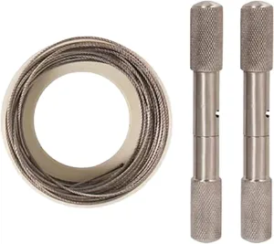 Stainless Steel Cable Saw, Manual Camping Rope Saw with Handles for PVC Pipe Cutting, Emergency Survival Tool, 472.44inch