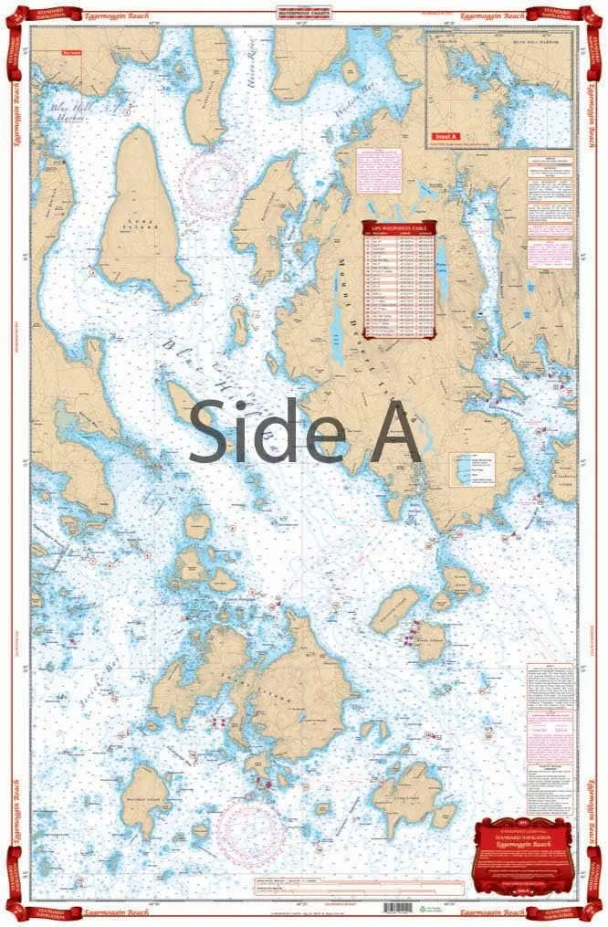 Standard Navigation, 104 Eggemoggin Reach to Blue Hill, Easy-to-Read, Large Print, Waterproof Paper, Tear Resistant, Printed on Two Sides, 2 Charts in 1, NOAA Charts