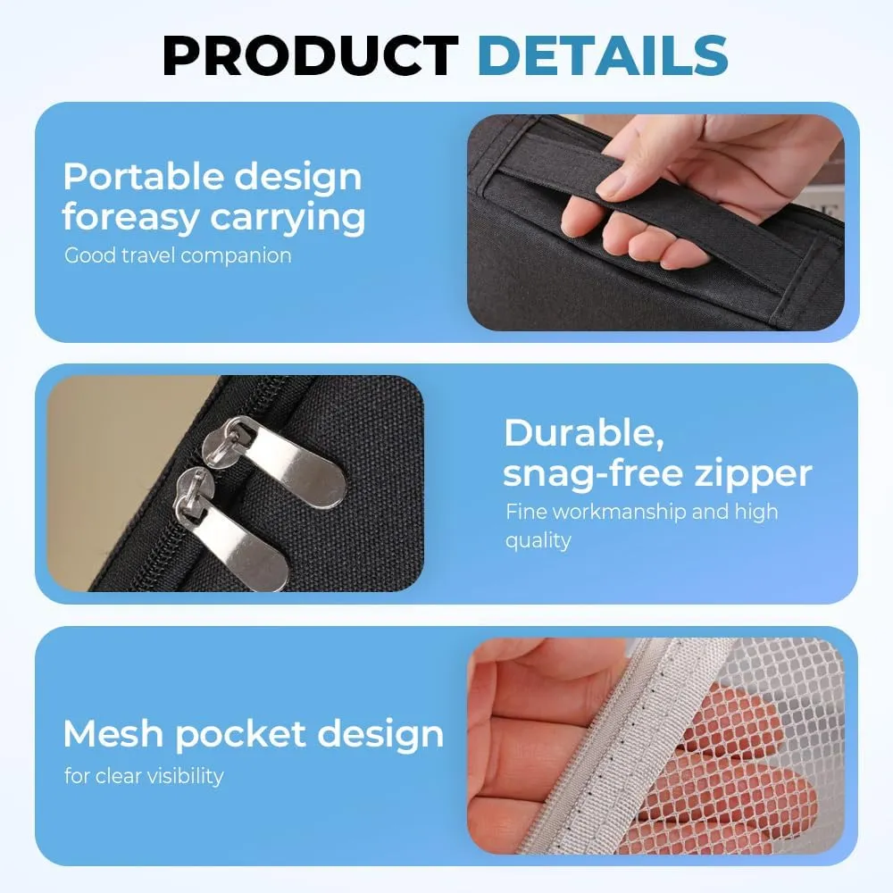 Standing Makeup Bag, 2025 New Multi-Purpose Large Capacity Oxford Cloth Standing Makeup Bag,Portable Toiletry Bag and Stationery Storage Organizer with Compartments (Black)