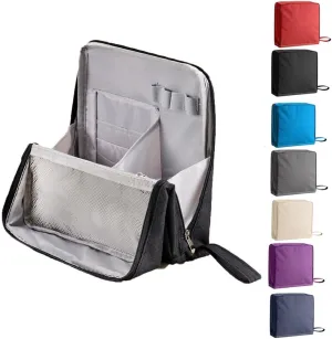 Standing Makeup Bag, 2025 New Multi-Purpose Large Capacity Oxford Cloth Standing Makeup Bag,Portable Toiletry Bag and Stationery Storage Organizer with Compartments (Black)