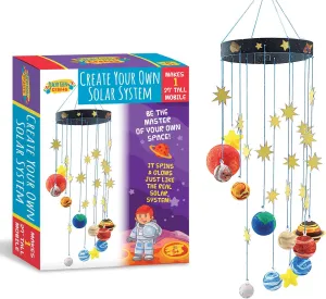 STEM Learning Fun with 3D Solar System Kit: Complete DIY Mobile Hanging Model, 27-Inch Long with 9 Foam Planets & Sun, 3D Solar System with Paintable Planets, Glow in the Dark Paint, Easy Instructions