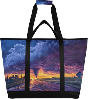 Storm Highway Reusable Insulated Lunchbox Cooler Bag, Leakproof Kitchen Grocery Bag Collapsible Portable Cooler Tote Bag for Picnic, Camping, Office, Travel