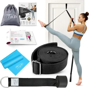 Stretching Strap with Door Anchor & Resistance Band – Improve Leg Stretch Flexibility for Splits, Ballet, Dance, Cheer, Yoga & Gymnastics - Home Leg Stretcher Trainer Equipment Stuff for All Levels