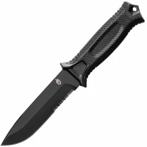 StrongArm, Black Rubber Handle, Black ComboEdge w-Sheath