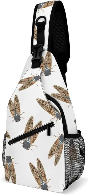 Summer Cicada Printed Crossbody Small Sling Backpack Sling Bag Chest Bags Daypack for Travel Sport