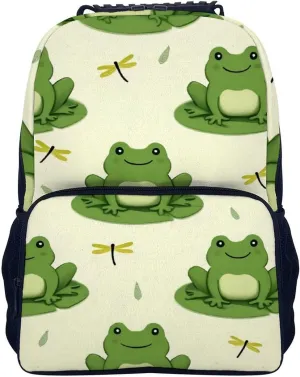 Supdreamc Lightweight Daypack Backpack for Sports Travel Running - Large Capacity Multipurpose Anti-Theft Bookbag, Cute Frog Animal Green Frogs Laptop Backpack Daypack