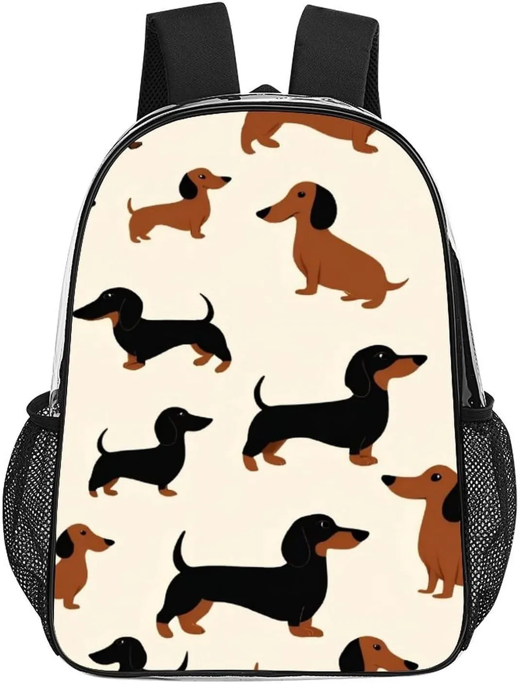 Supdreamc Lightweight Daypack Bookbag for Trekking Business Walking Cycling - Big Capacity Transparent Multipurpose Carry On Bag, Cartoon Dachshund Weiner Dog Pet Dogs Business Computer Bag
