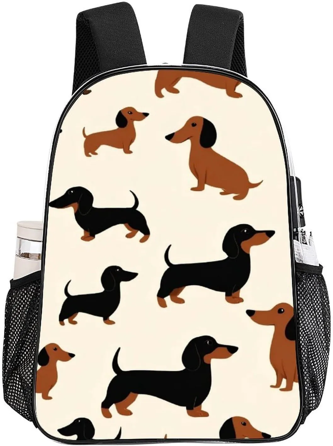Supdreamc Lightweight Daypack Bookbag for Trekking Business Walking Cycling - Big Capacity Transparent Multipurpose Carry On Bag, Cartoon Dachshund Weiner Dog Pet Dogs Business Computer Bag