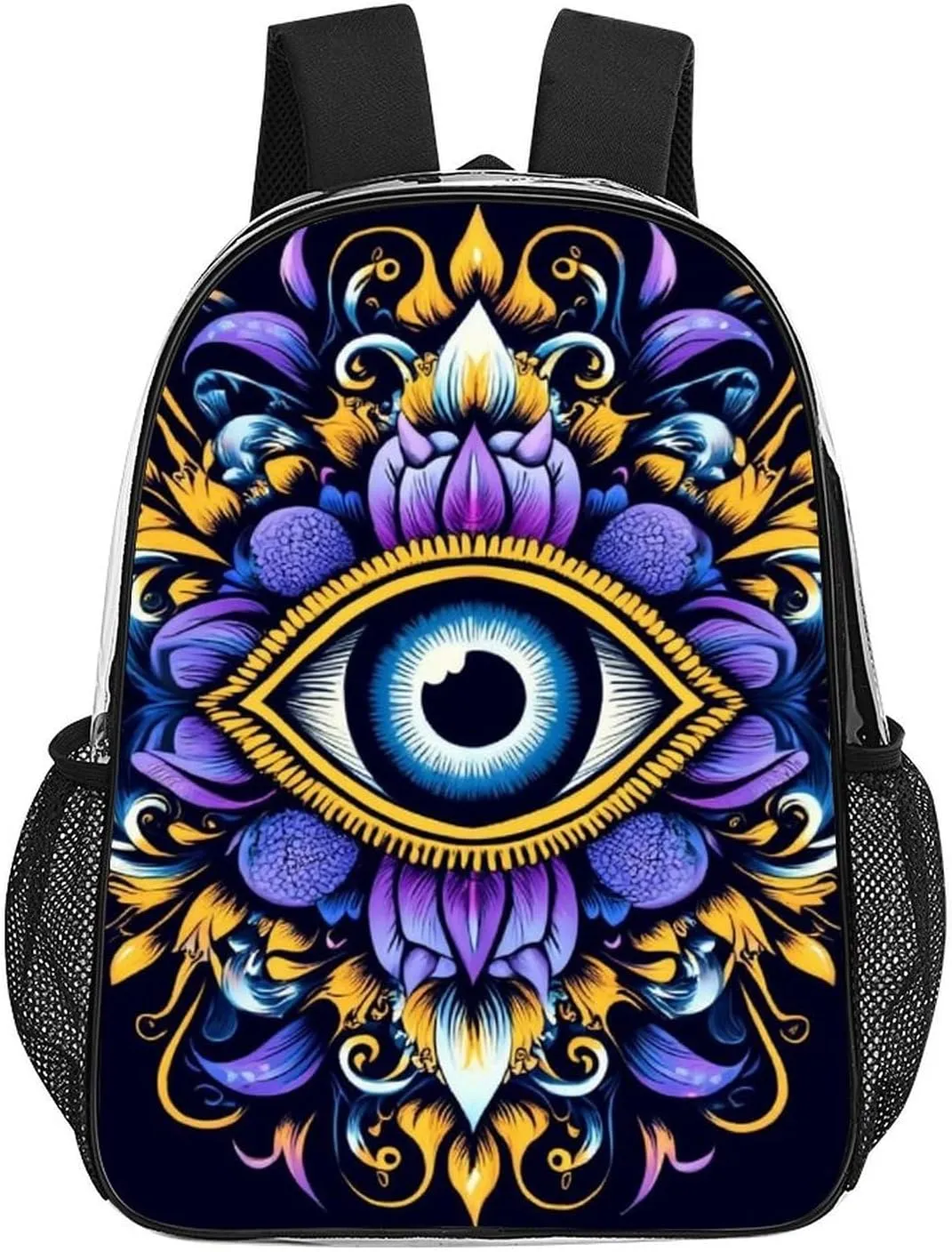 Supdreamc Men Women Lightweight Abstract Eye Boho Indian Ethnic Style Backpack Large Capacity Bookbag Transparent Bag for Gym Business Running