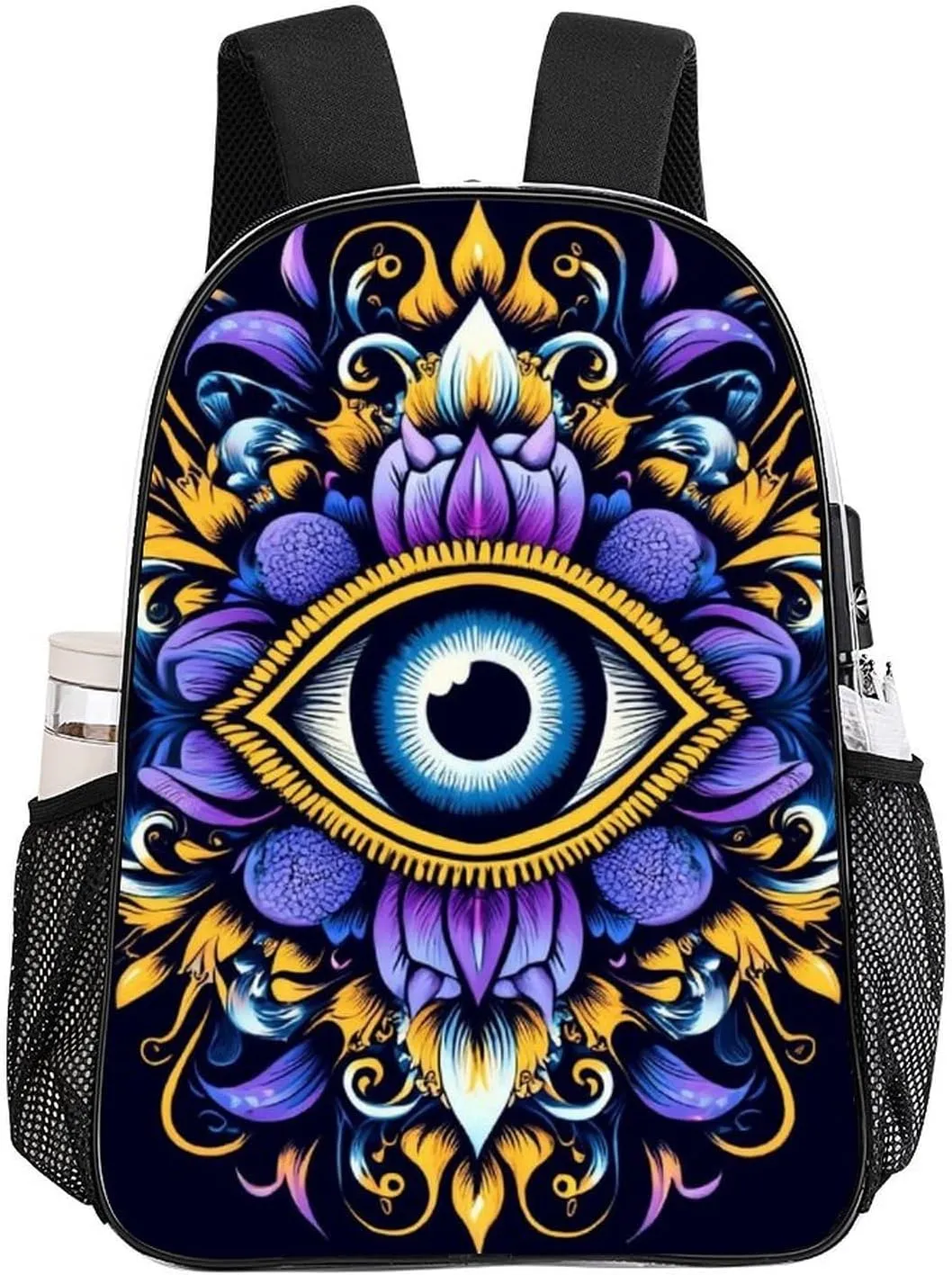 Supdreamc Men Women Lightweight Abstract Eye Boho Indian Ethnic Style Backpack Large Capacity Bookbag Transparent Bag for Gym Business Running
