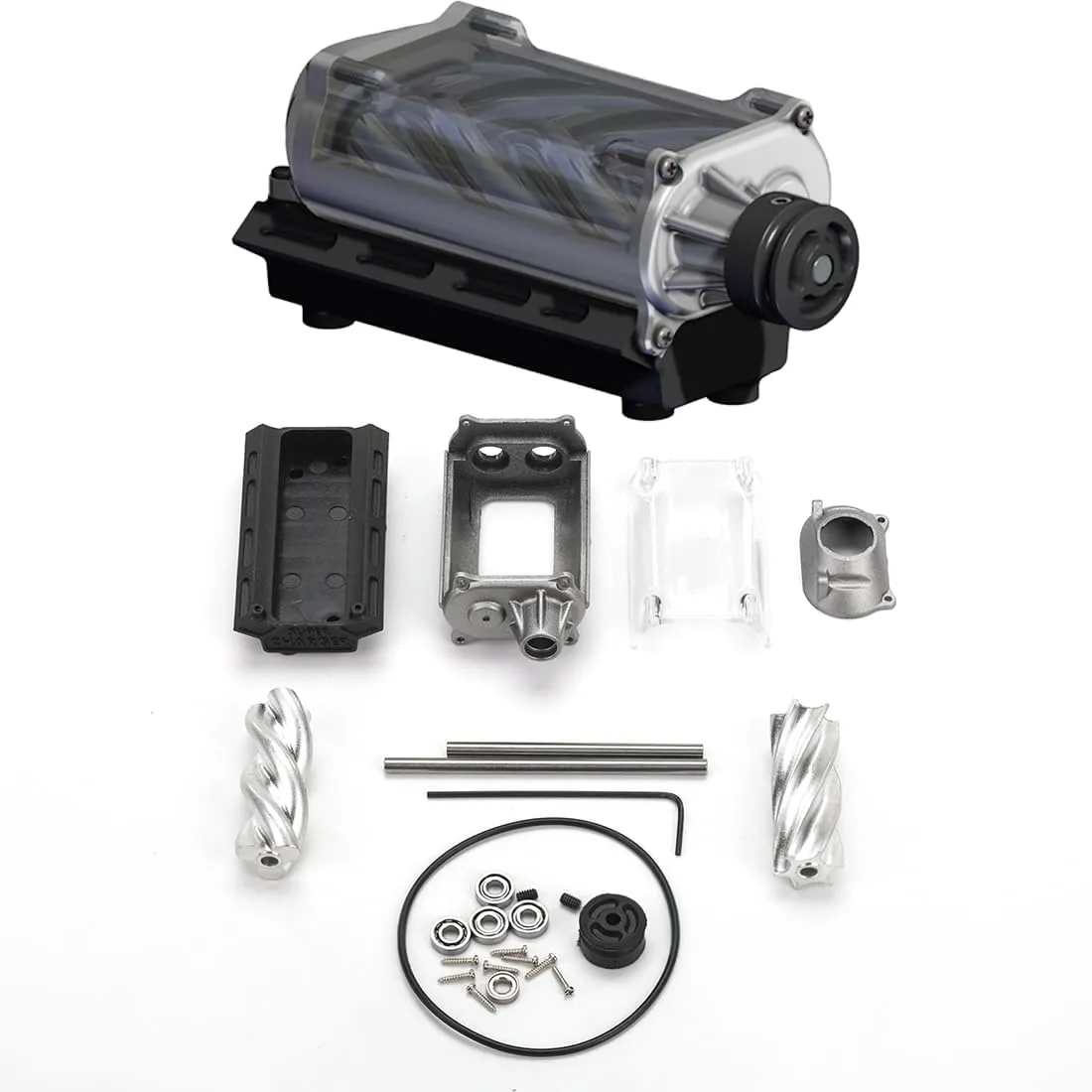 Supercharger Adapter for MAD V8 Mini Engine, MAD RC 1:10 Scale CNC Dynamic Visual Supercharger Model, DIY Assembly Model Kit (KIT Version)