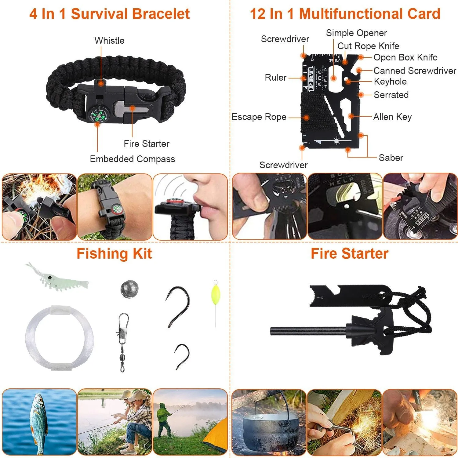 Supplies 125Pcs Outdoor Gear Kit Holiday markdown Kits Tactical Professional Hiking First Hunting Survival Adventure for Emergency Tested Camping Aid Survival