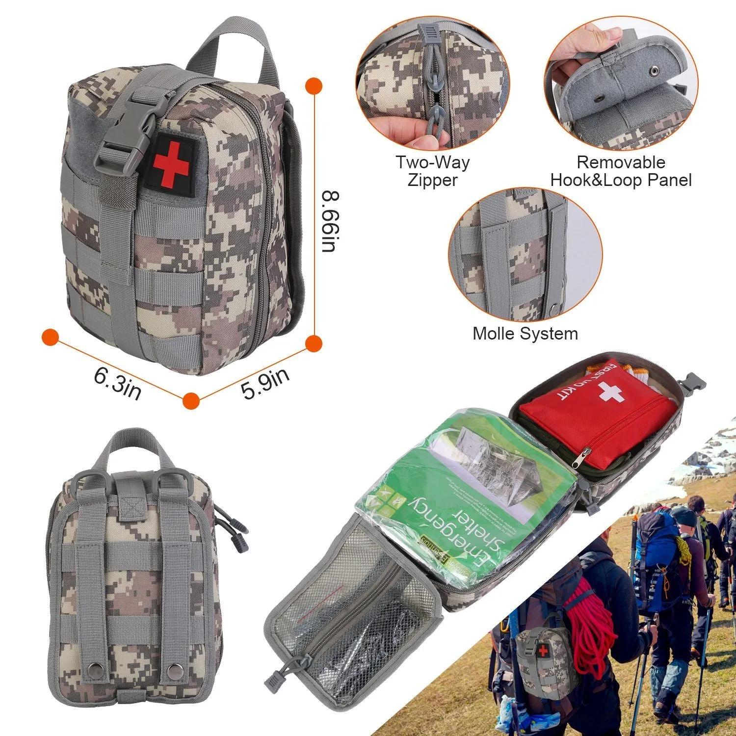 Supplies 125Pcs Outdoor Gear Kit Holiday markdown Kits Tactical Professional Hiking First Hunting Survival Adventure for Emergency Tested Camping Aid Survival