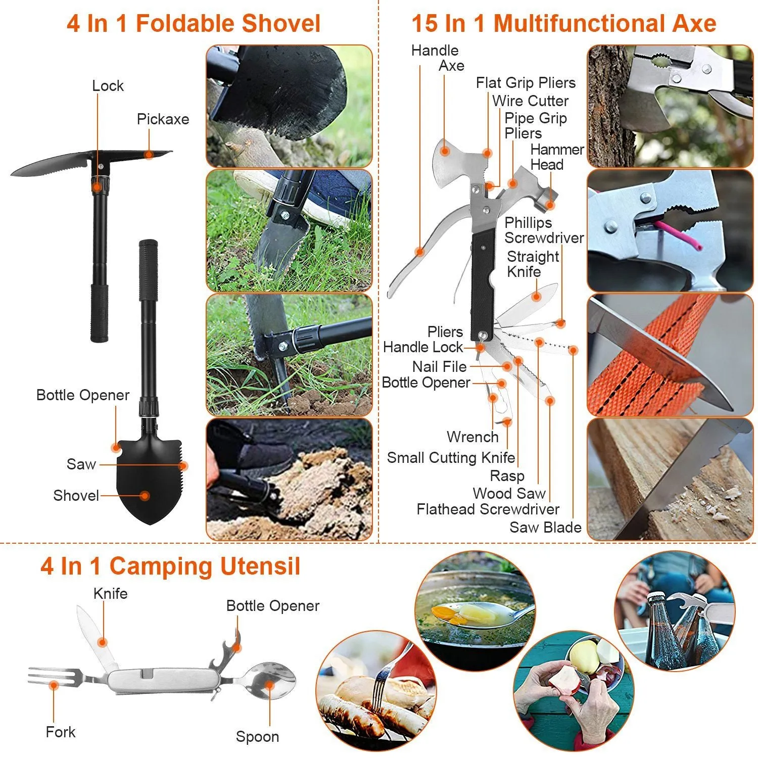 Supplies 125Pcs Outdoor Gear Kit Holiday markdown Kits Tactical Professional Hiking First Hunting Survival Adventure for Emergency Tested Camping Aid Survival