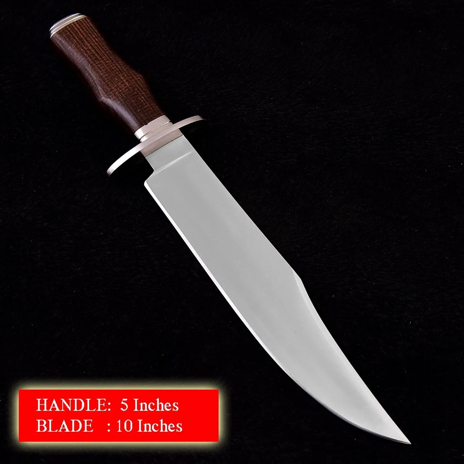 Survival Hunting Knife with Sheath, Handmade 15-inch Full Tang D2 Fixed Blade Tactical Bowie Knife for Camping, Outdoor, Bushcraft, Father's Day Gifts with Solid Engineered Wood Handle (Brown)