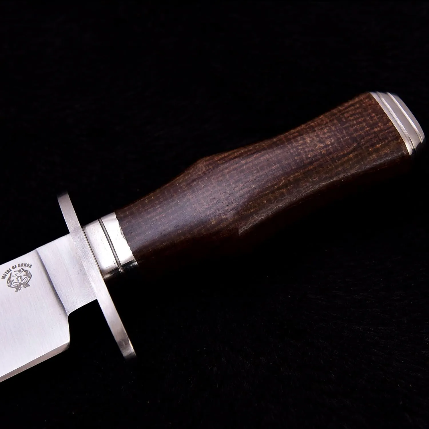 Survival Hunting Knife with Sheath, Handmade 15-inch Full Tang D2 Fixed Blade Tactical Bowie Knife for Camping, Outdoor, Bushcraft, Father's Day Gifts with Solid Engineered Wood Handle (Brown)