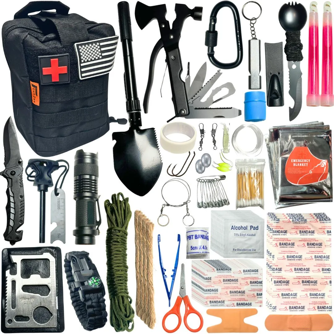 Survival Kit, 175Pcs Survival Gear First Aid Kit with Molle System Compatible Bag