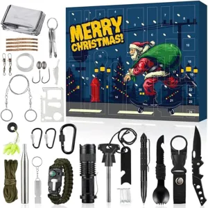 Survival Kit Advent Calendar 2024 Adults Men,24 Day Christmas Countdown Calendar Teen Boys With Cool Small Tools Suitable For Camping Fishing Outdoor Exploration