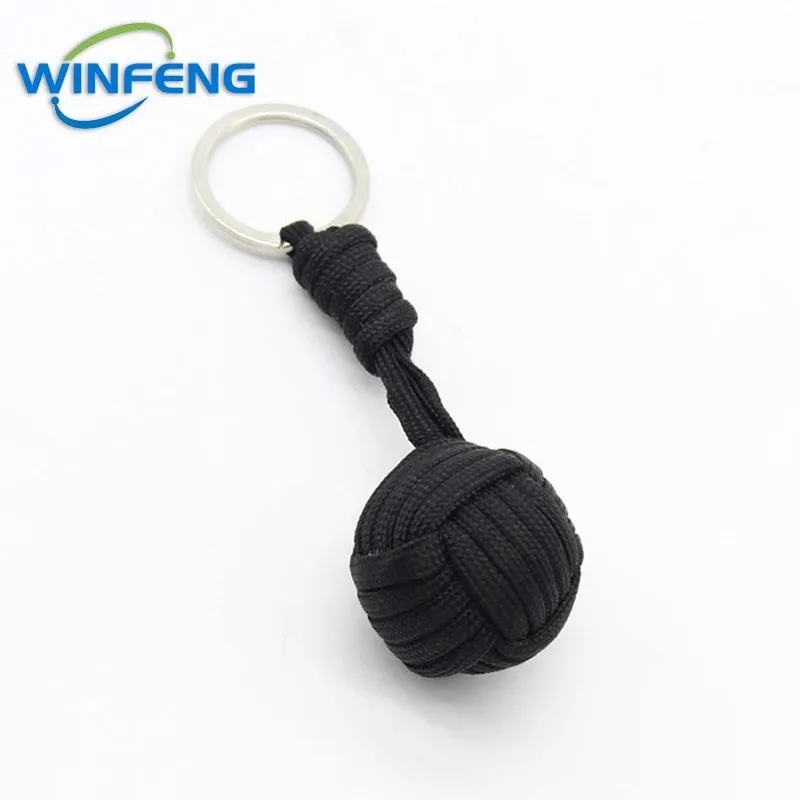 Survival Lanyard Monkey Fist Keychain Self Defense Weapon Keyring Outdoor Security Protection Steel Ball Lifesaving Kit