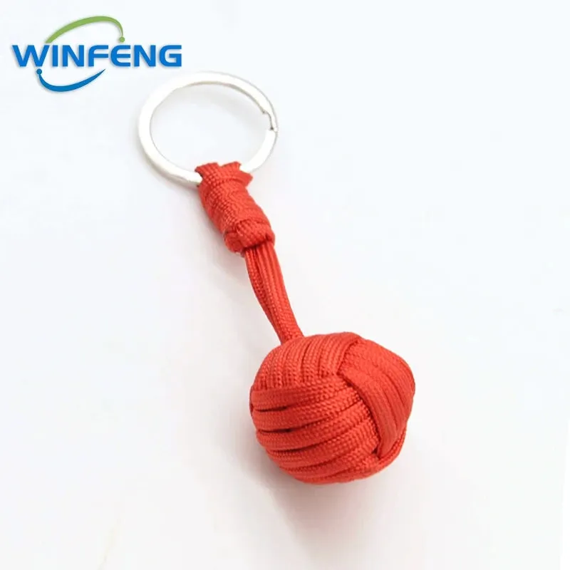 Survival Lanyard Monkey Fist Keychain Self Defense Weapon Keyring Outdoor Security Protection Steel Ball Lifesaving Kit