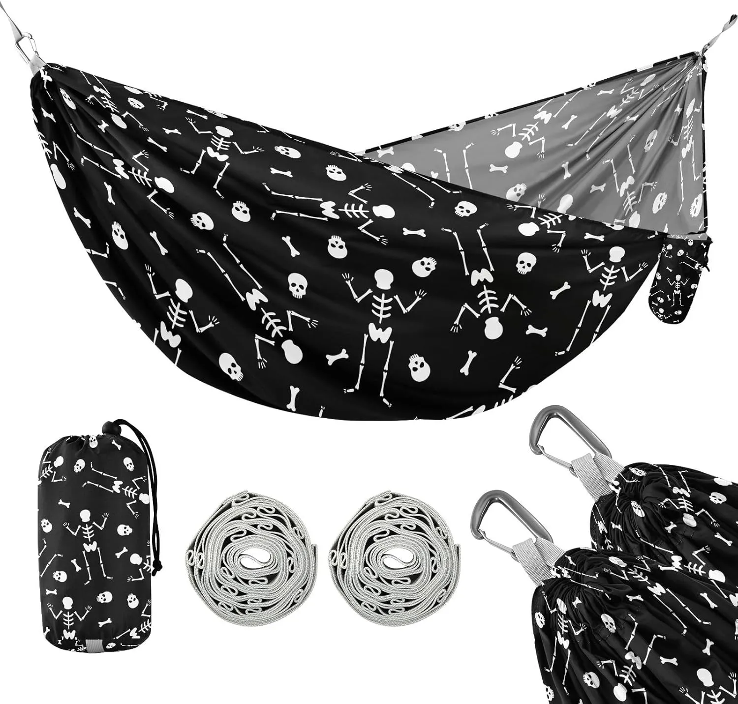 susiyo Portable Camping Hammock Simple Skeleton Printed Lightweight Hammock Comfortable Travel Swing with Tree Straps for Camping Hiking Backpacking Travel or Beach - Up to 330lbs