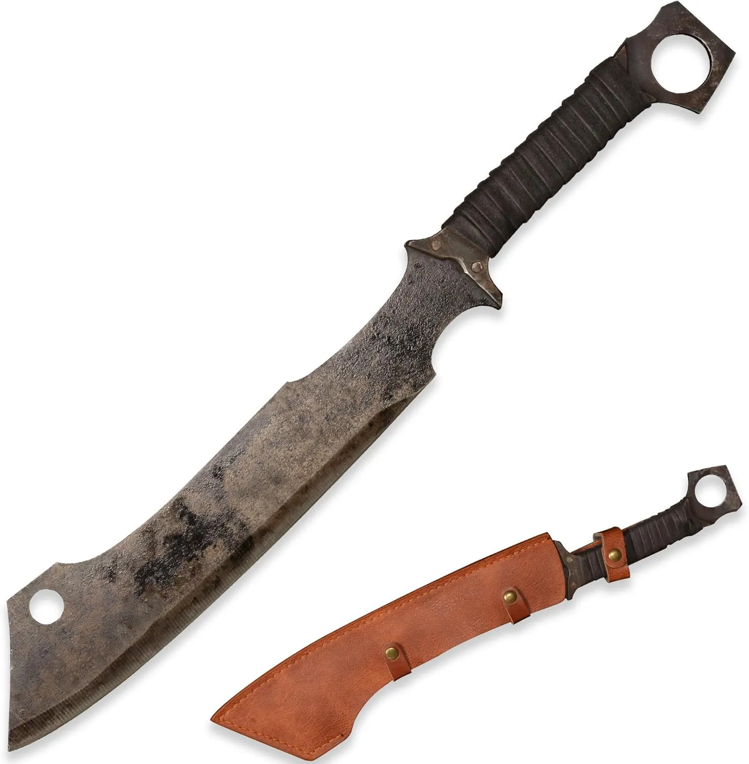 SV Handmade cast Manganese Steel Chopping Blade Sword, Full Tang, Outdoor, Hunting, Camping, Hiking, Survival, with Protective Cover, Multiple Styles to Choose from