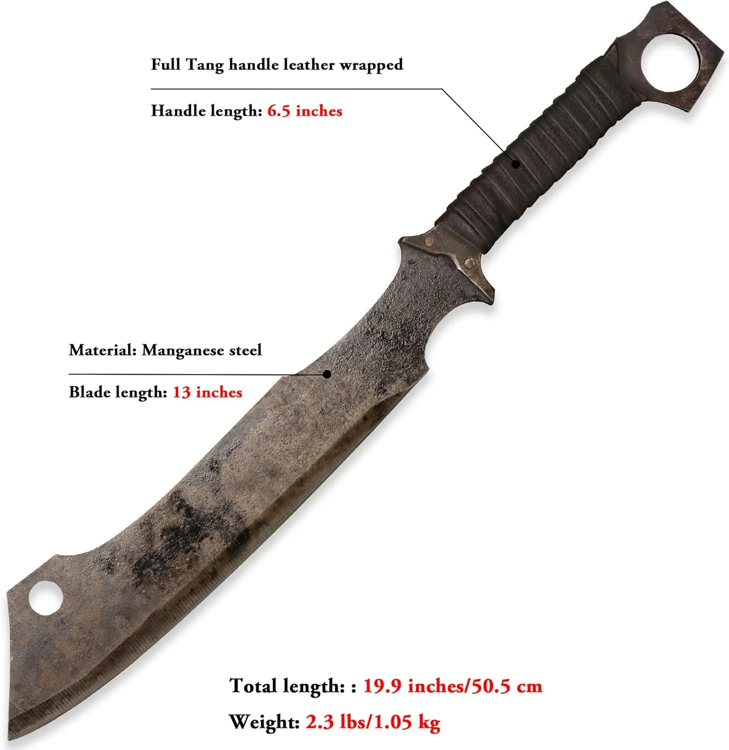 SV Handmade cast Manganese Steel Chopping Blade Sword, Full Tang, Outdoor, Hunting, Camping, Hiking, Survival, with Protective Cover, Multiple Styles to Choose from