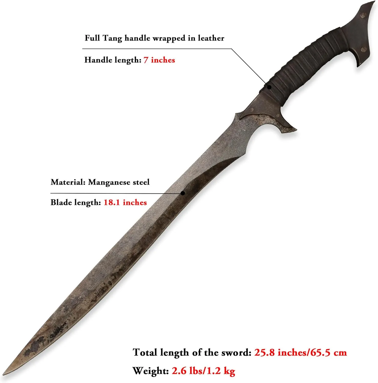 SV Handmade cast Manganese Steel Chopping Blade Sword, Full Tang, Outdoor, Hunting, Camping, Hiking, Survival, with Protective Cover, Multiple Styles to Choose from
