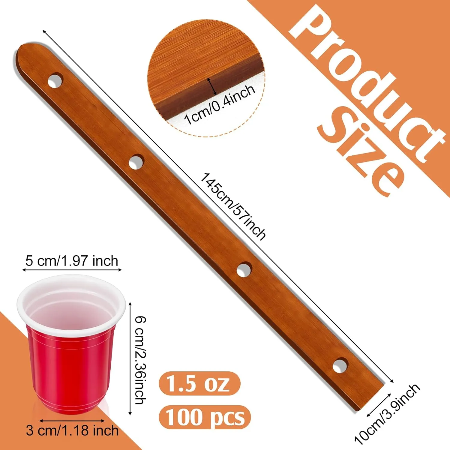 Syhood 2 Pieces Wood Shot Board Set 4 Person Wooden Ski Wood Shot Rustic Board with Plastic Shoot Glasses Marker Pen (Brown)