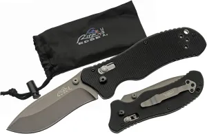 Szco Supplies Premium 8" Tactical Folding Knife - G10 Black Handle, 440 Stainless Steel Blade, BBL Lock System, Adjustable Clip
