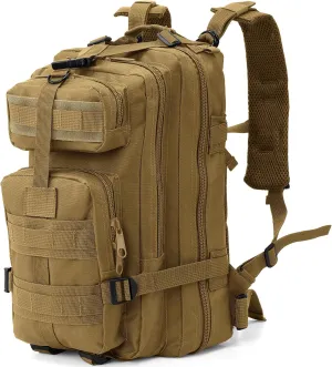 Tactical Backpack for Men & Women, Khaki 30L Military Hiking Backpack with MOLLE System, Water Resistant Assault Pack, Bug Out Bag for Hunting, Survival, Camping, Gym, Fishing, EDC