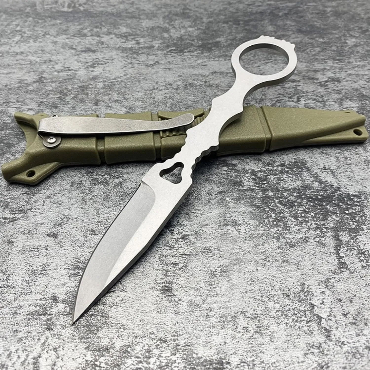 Tactical EDC Knife,Fixed Blade Knife with Sheath and Pocket Clip, Droppoint Blade,6.5" Camp Knife Hunting Survival Knives Hiking Tools, Gifts for Men Women