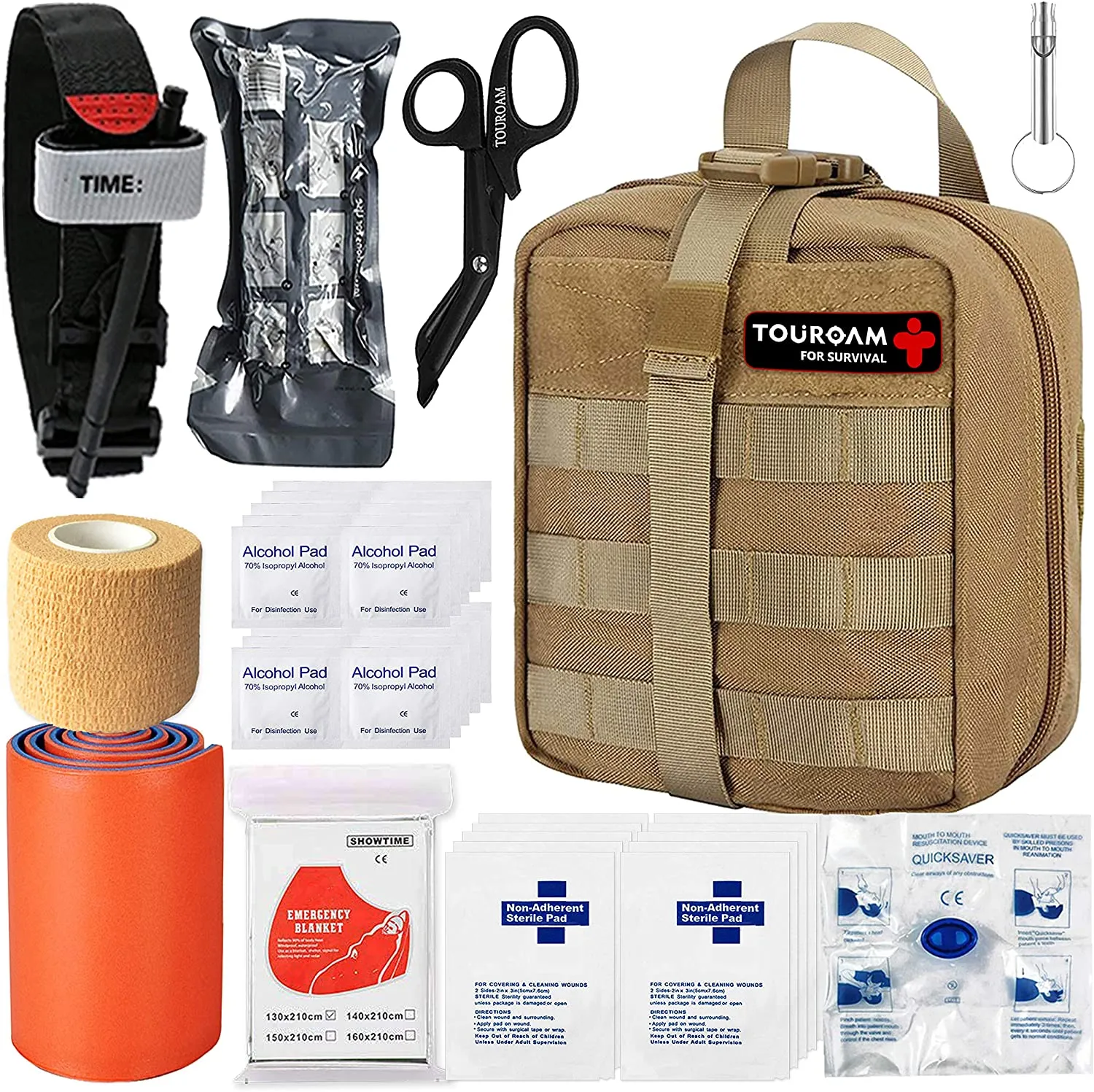 Tactical Emergency First Aid Kit-MOLLE Admin Pouch IFAK-Wound Dressing Blood Control EMT Survival Trauma Kit-Camp Travel Car Medic Kit
