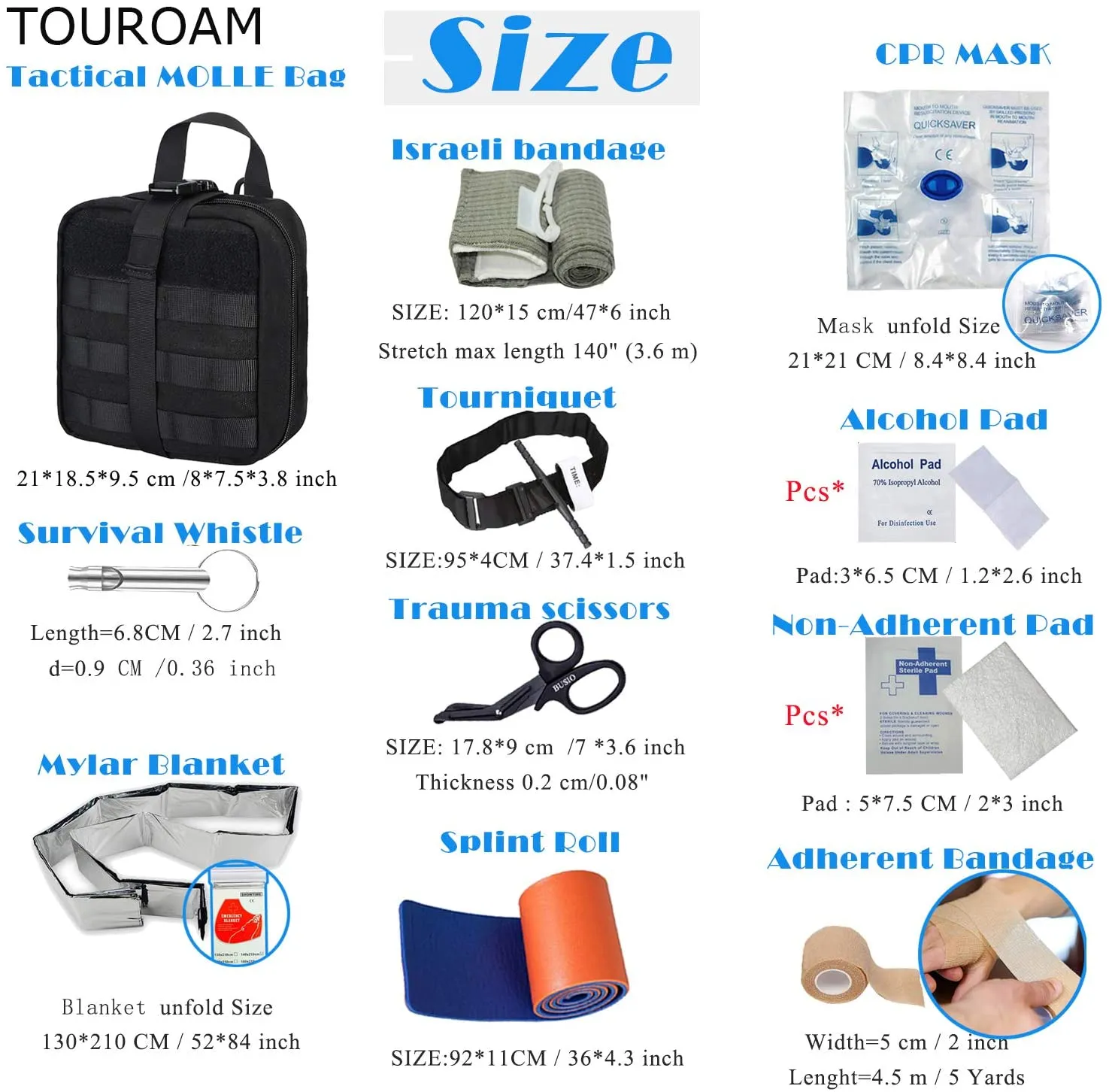 Tactical Emergency First Aid Kit-MOLLE Admin Pouch IFAK-Wound Dressing Blood Control EMT Survival Trauma Kit-Camp Travel Car Medic Kit