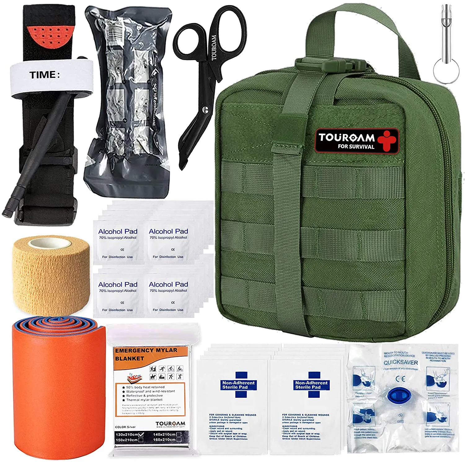 Tactical Emergency First Aid Kit-MOLLE Admin Pouch IFAK-Wound Dressing Blood Control EMT Survival Trauma Kit-Camp Travel Car Medic Kit