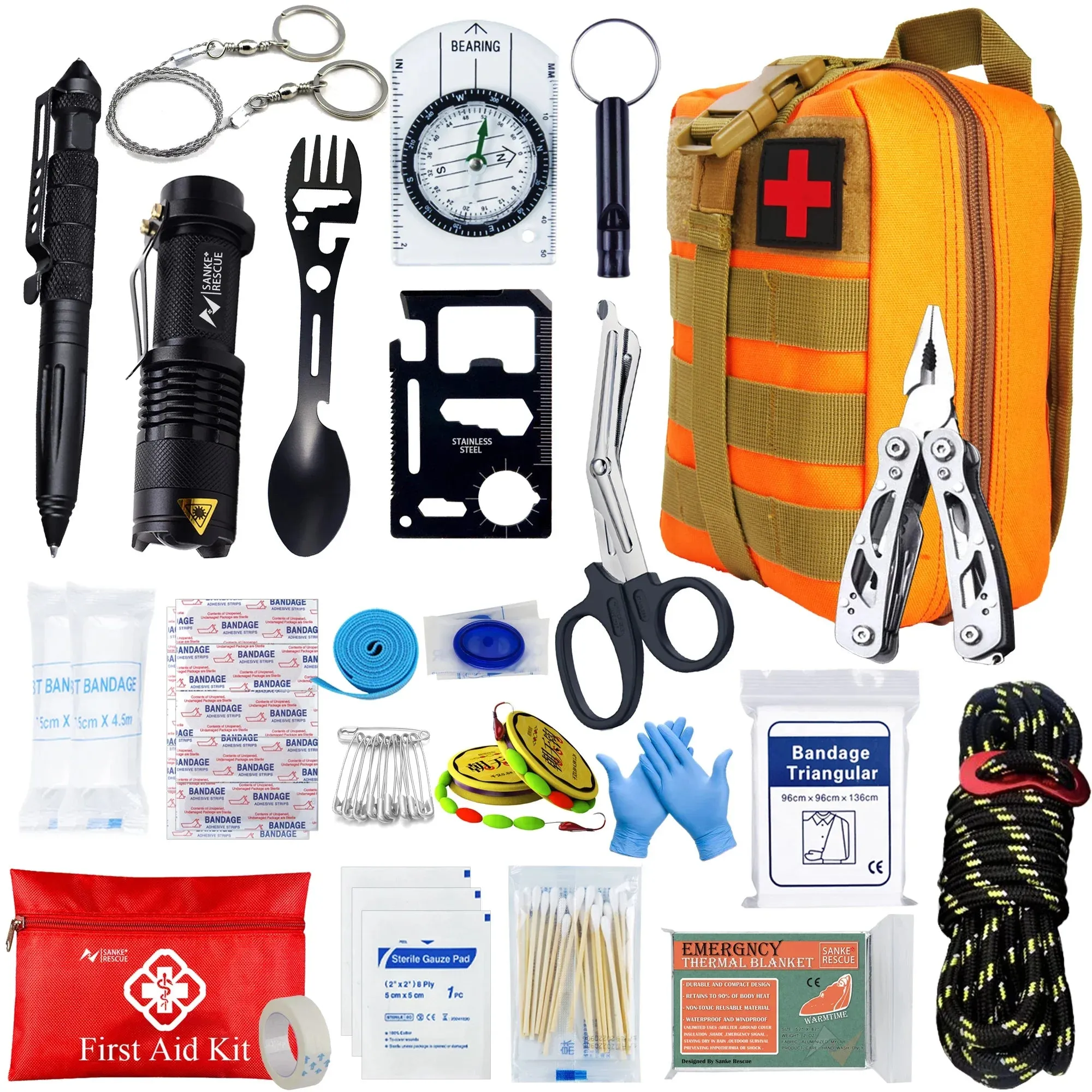 Tactical First Aid Kit for Car, Camping, and Survival with Molle Bag