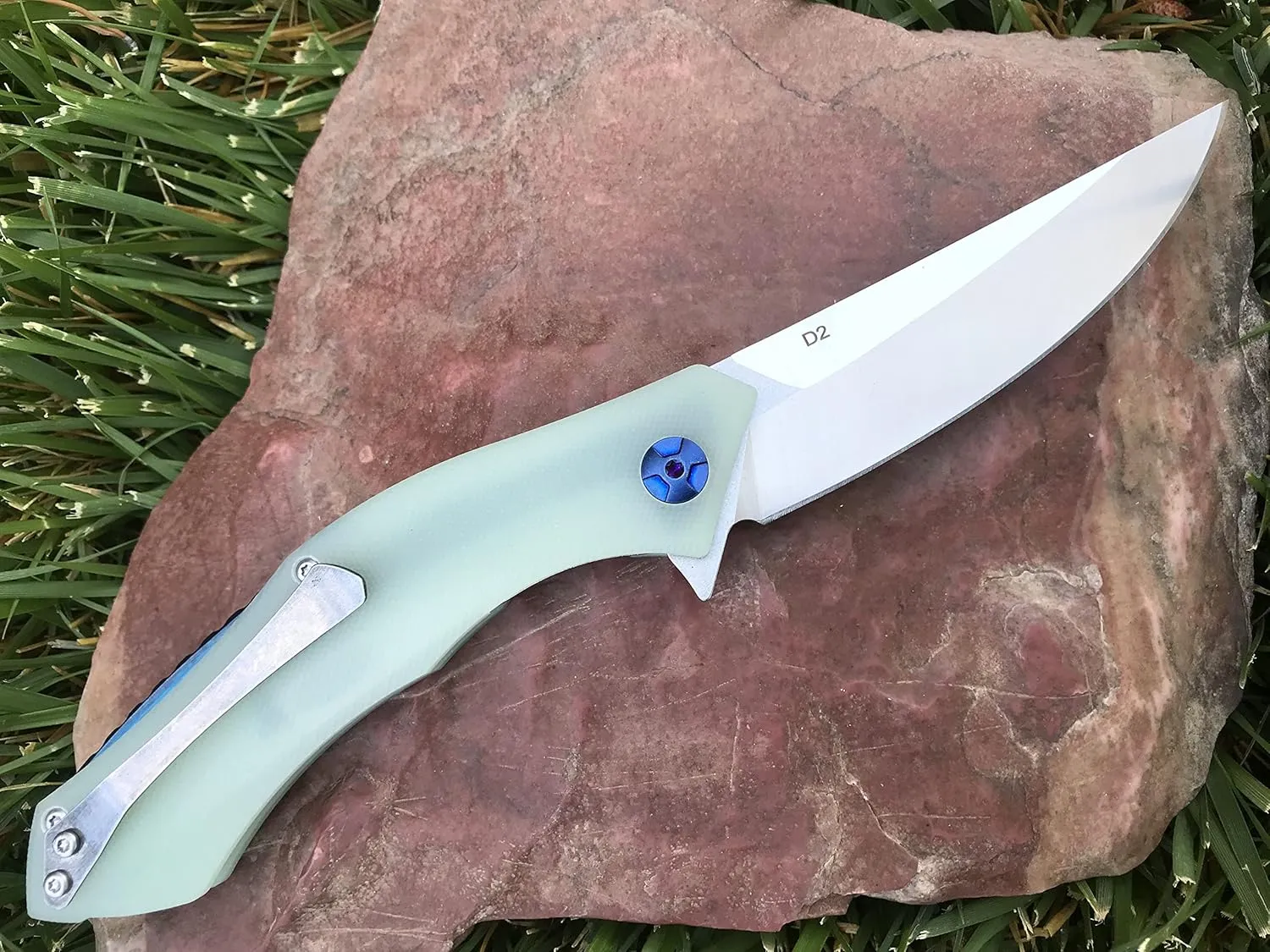 TACTICAL GEARZ Pocket Folding Knife for EDC, D2 Steel Blade, Solid G10 Handle, Includes Sheath (Triton Ice)
