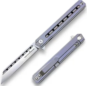TACTICAL GEARZ Titanium Pocket Folding Knife for EDC, Solid Tc4 Titanium Handle, D2 Steel Tanto Blade (Onyx Midnight)
