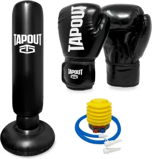 Tapout 4PC Kit with Boxing Gloves, Punching Bag and Pump