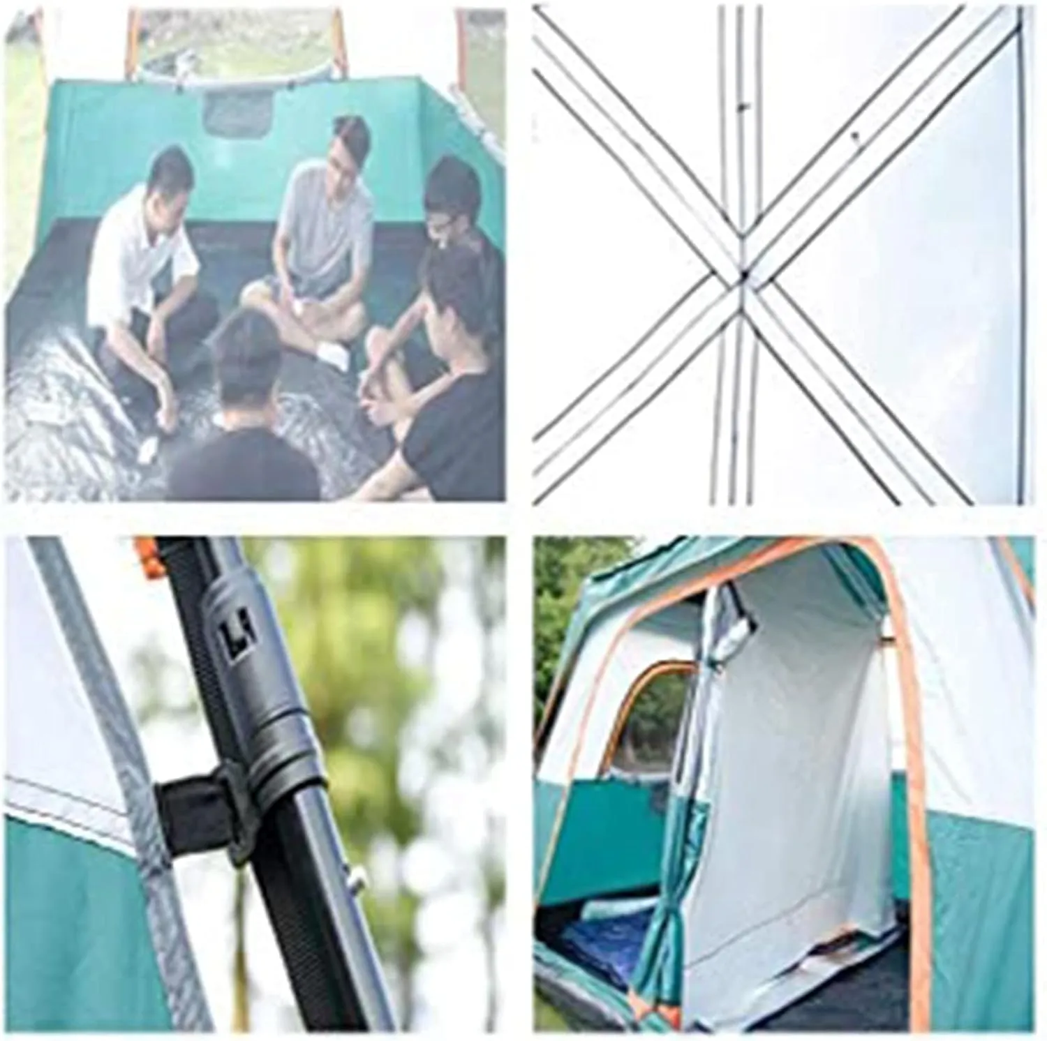 Tarpaulin Shade Cloth Rainproof Cloth Tent Fully Automatic Waterproof Camping 5-8 People Two Rooms Family Tent Backpack Tent Easy to Install and Package (Color : Orange, Size : Large)