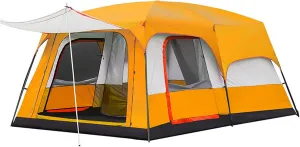 Tarpaulin Shade Cloth Rainproof Cloth Tent Fully Automatic Waterproof Camping 5-8 People Two Rooms Family Tent Backpack Tent Easy to Install and Package (Color : Orange, Size : Large)