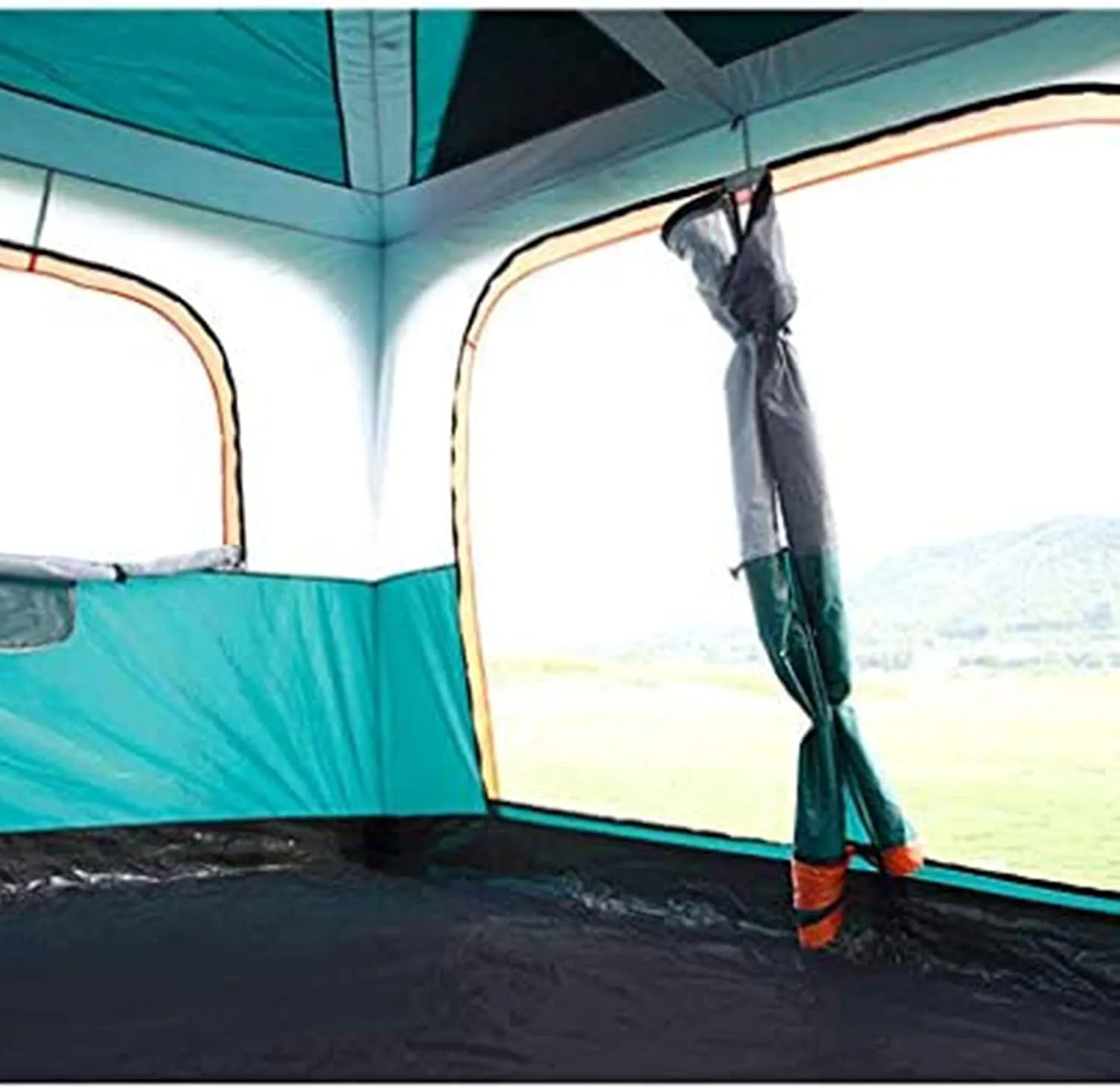 Tarpaulin Shade Cloth Rainproof Cloth Tent Fully Automatic Waterproof Camping 5-8 People Two Rooms Family Tent Backpack Tent Easy to Install and Package (Color : Orange, Size : Large)