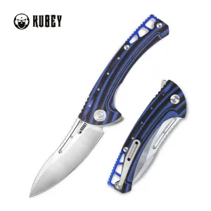 Tarzan Finer Lock Flipper Knife Blue G10 Handle  (3.5" Satin AUS-10)KU257A