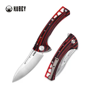 Tarzan Finer Lock Flipper Knife Red G10 Handle  (3.5" Satin  AUS-10)KU257B