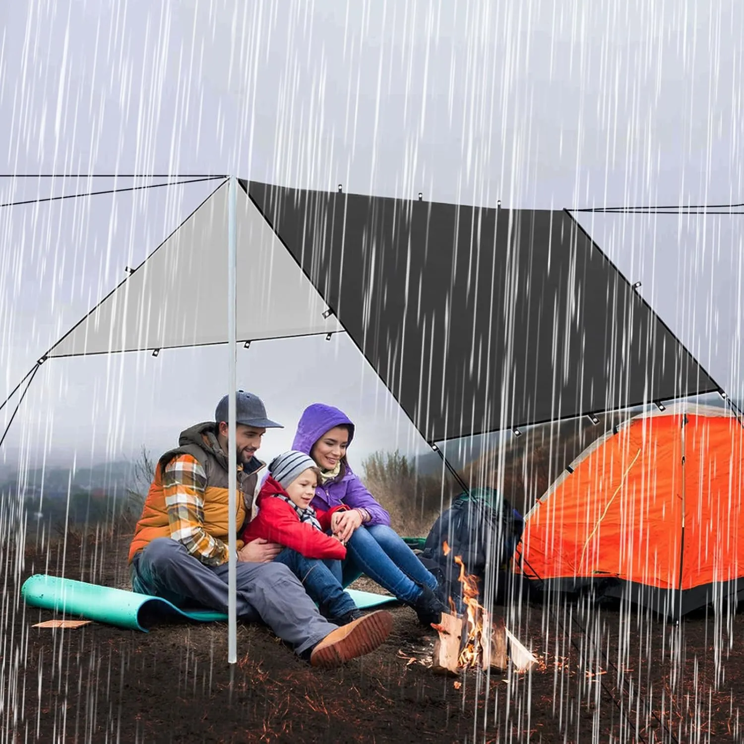 Tent Tarp - Camping Tent Tarp, Tent Sunshade Tarp, Lightweight Shelter Cover | All-Weather, Weatherproof Lightweight for Backpacking, Survival, Picnic, Climbing, Travel