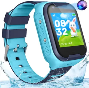 TEZILON Kids 4G GPS Smart Watch Real-Time Tracking Two-Way Phone Call GPS Tracker Waterproof Touchscreen Watch with Camera SOS Emergency Alarm Pedometer Tracker Watch Christmas Birthday 3-15 Present