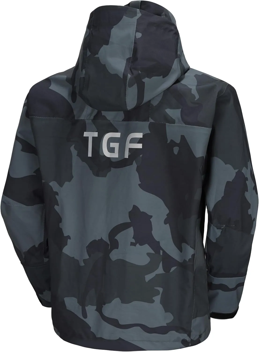 TGF Men's 9 Pockets Waterproof Rain Jacket Army Green Camo Lightweight Breathable Outdoor Jacket for Fishing Sailing Hiking
